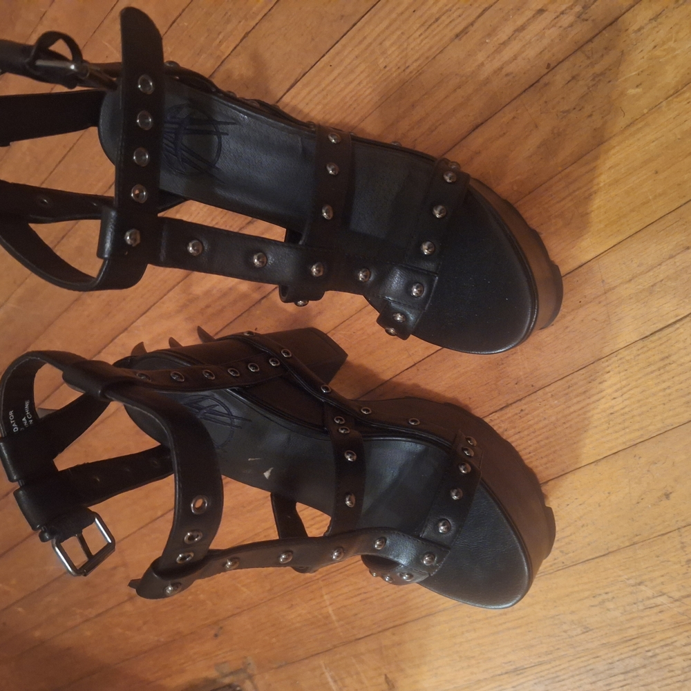 Black Studded Platform Heels - Picture 2 of 8